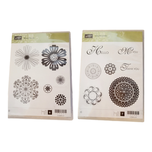 Stamping Up! (2) "Lacy & Lovely" and "Mixed Bunch" Stamp Kits (13 Stamps)