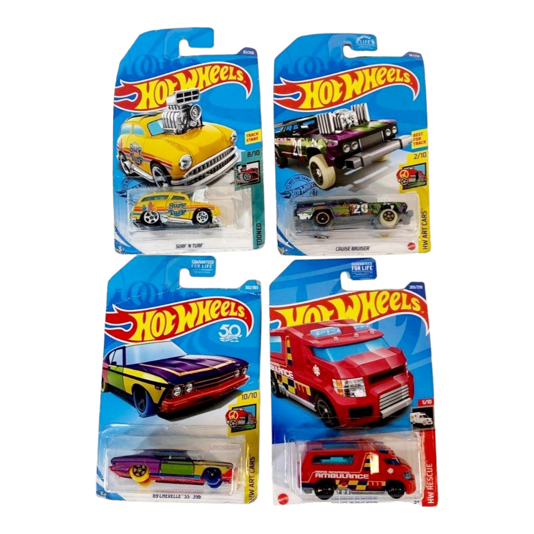 NIB *Hot Wheels (8) Individual Race Team, Art, Rescue, Tooned, and X-Raycers Cars