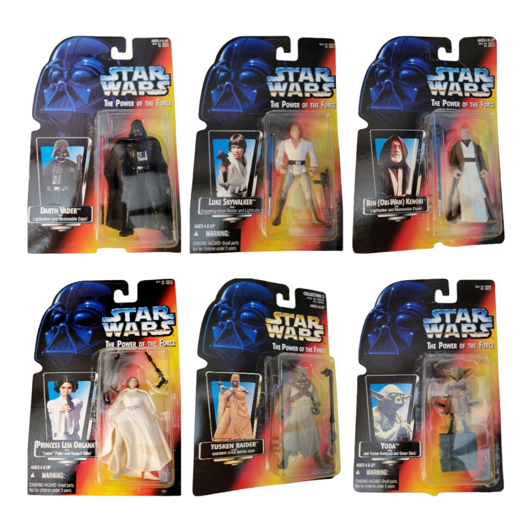NIB *Star Wars: Power of the Force Six (6) Action Figures Darth Luke Leia Yoda Ben +