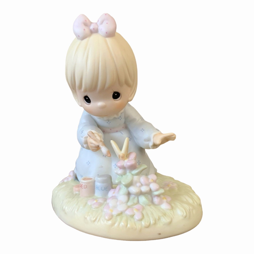 NIB *Precious Moments 'God Bless You For Touching My Life' Porcelain Figurine 1988