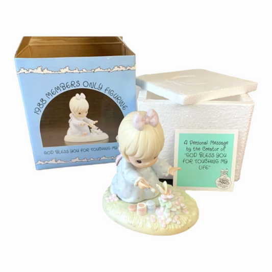 NIB *Precious Moments 'God Bless You For Touching My Life' Porcelain Figurine 1988