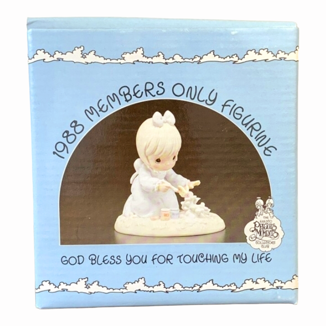 NIB *Precious Moments 'God Bless You For Touching My Life' Porcelain Figurine 1988
