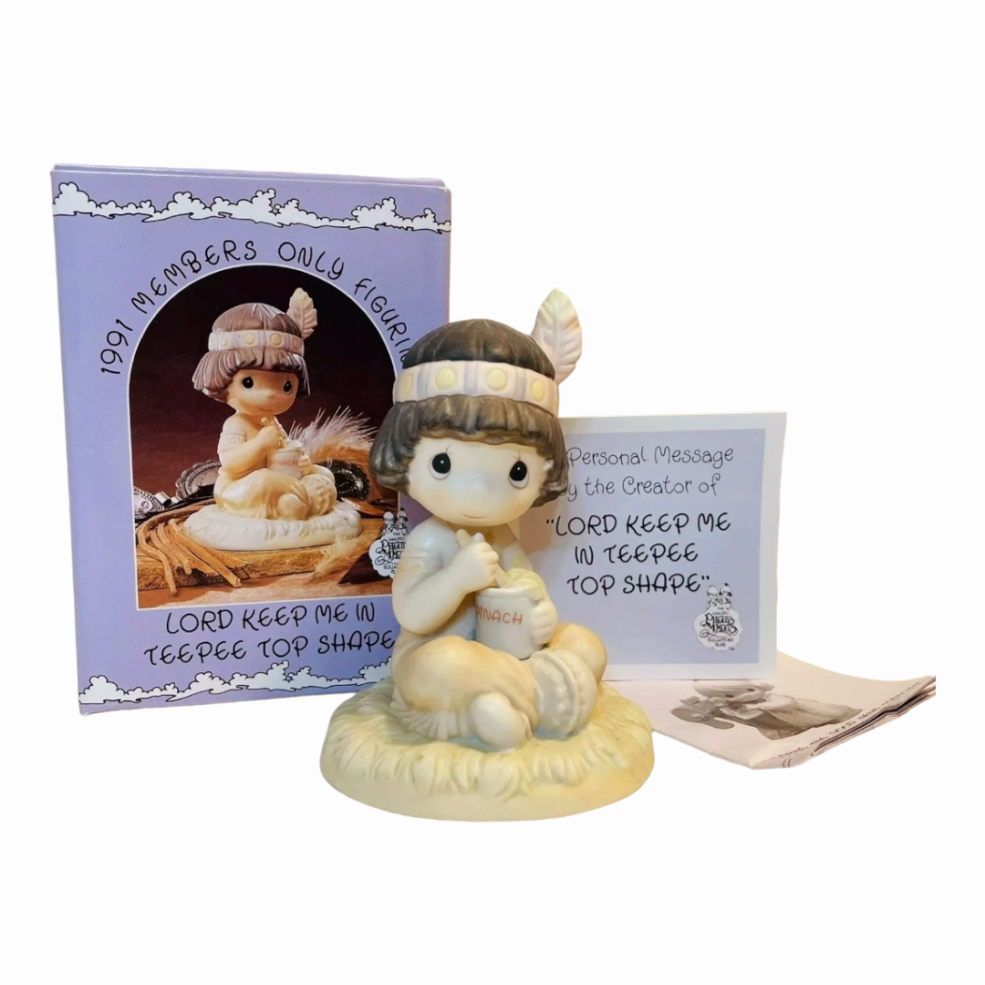 NIB *Precious Moments "LORD KEEP ME IN TEEPEE TOP SHAPE" Figurine (1991)