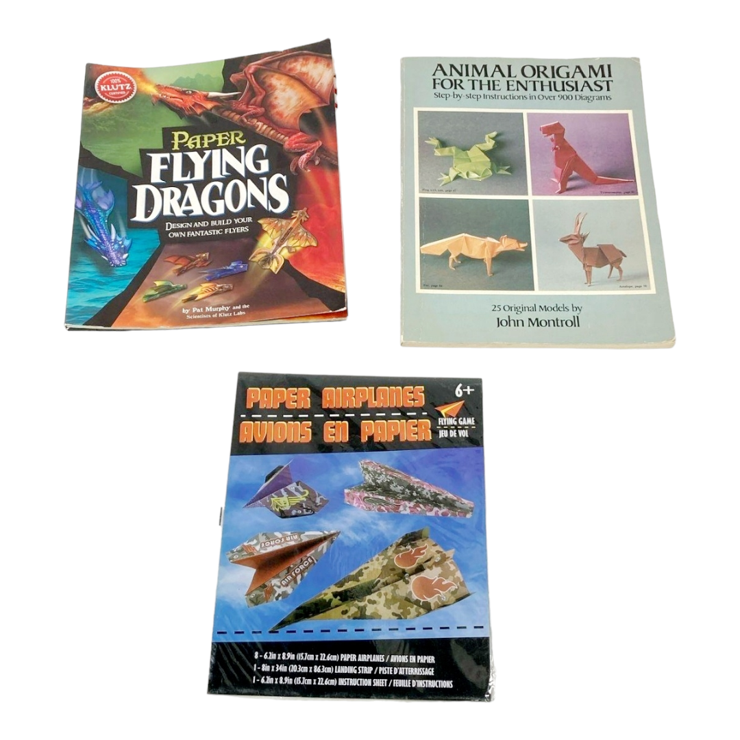 Three (3) *Origami Books "Paper Airplanes" "Flying Dragons" & "Animal Origami"