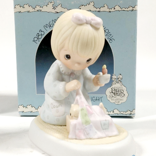 NIB *Vtg. Precious Moments Figurine "Dawn's Early Light" (1983) Waking Kitty