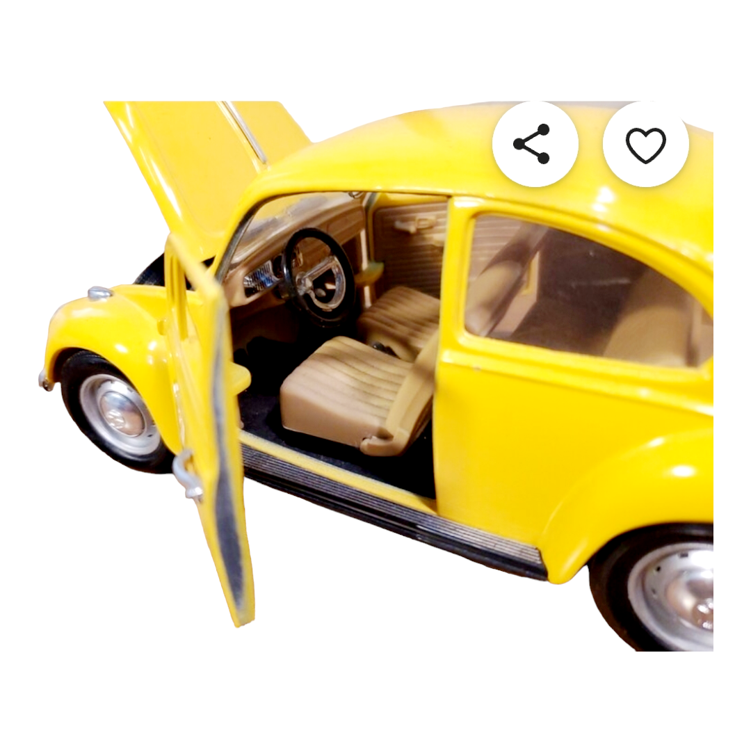 NIB *Franklin Mint (1967) Yellow 6.5" Volkswagon Beetle Die-Cast Model 1:24