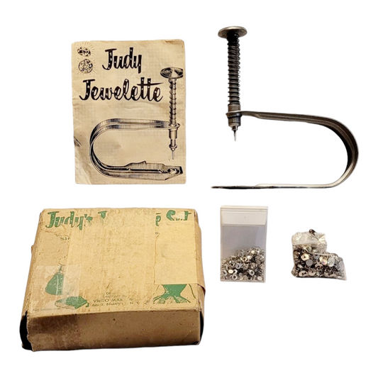 Vintage *Judy Jewelette 50's Bedazzler Hand Setter w/ Box,  Manual & 2 Bags of Jewels