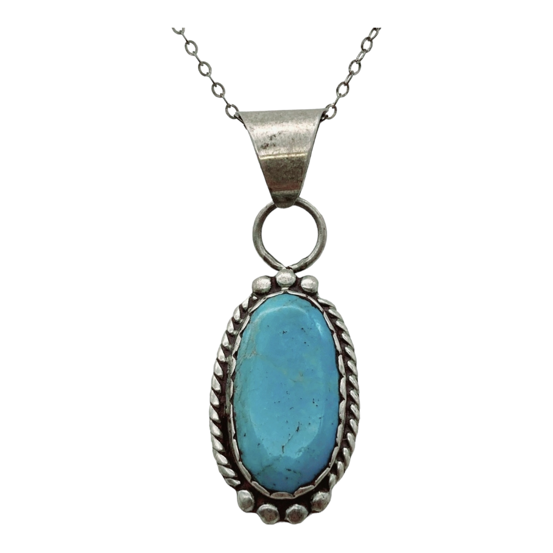 Beautiful *Sterling Silver & Turquoise 10.5" Necklace