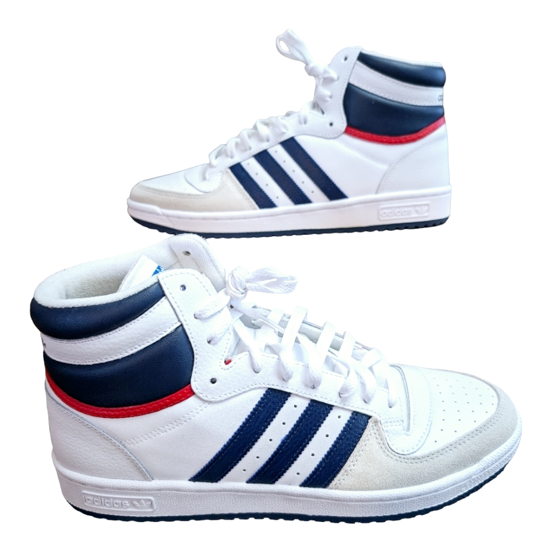 NWT *Men's Adidas Top Ten Basketball Shoes (Color is: White, Navy Blue) Size 8.5