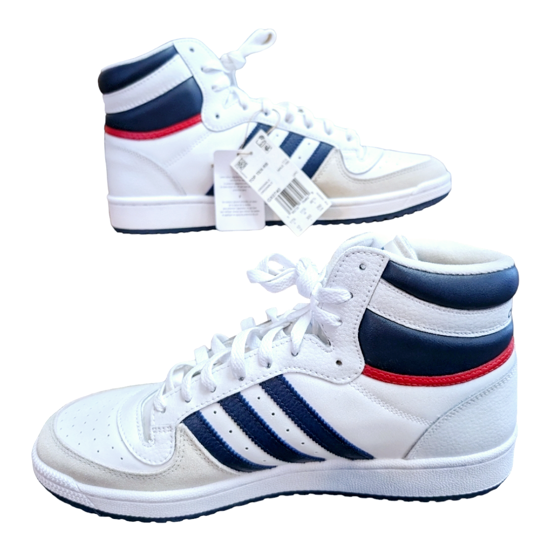 NWT *Men's Adidas Top Ten Basketball Shoes (Color is: White, Navy Blue) Size 8.5