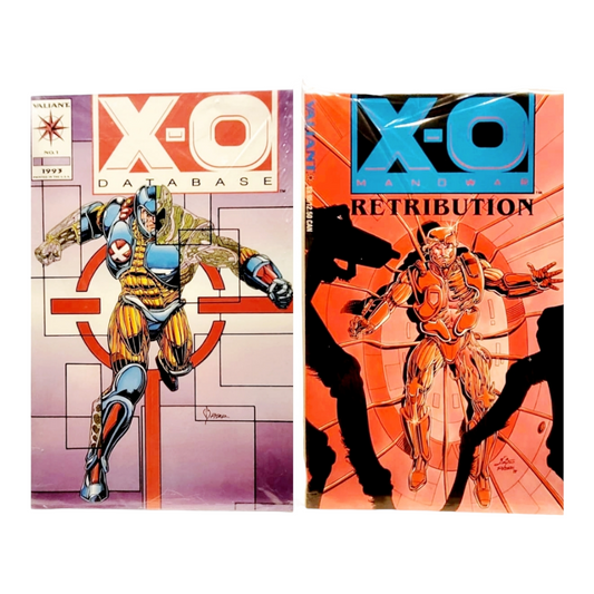 Two (2) X-O Manowar Comic Books: "Retribution" & "Database Vol. #1"