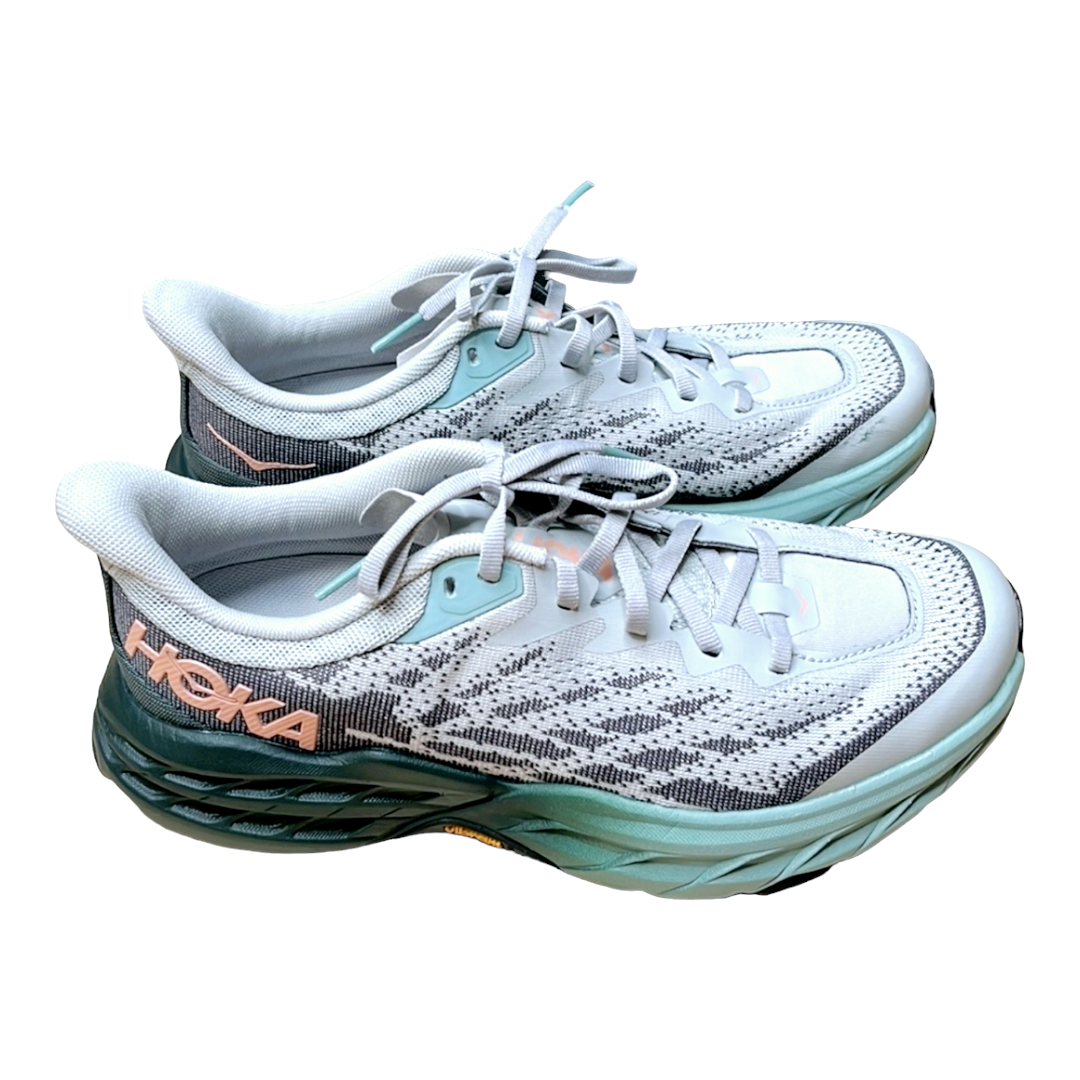Men's HOKA: Speedboat 5 Trail Running Shoes (10B) Color: Harbor Mist/Spruce