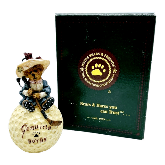 NIB *Boyds Bears "Nancy Driven To Win" Ornament Resin Golf Bearstone