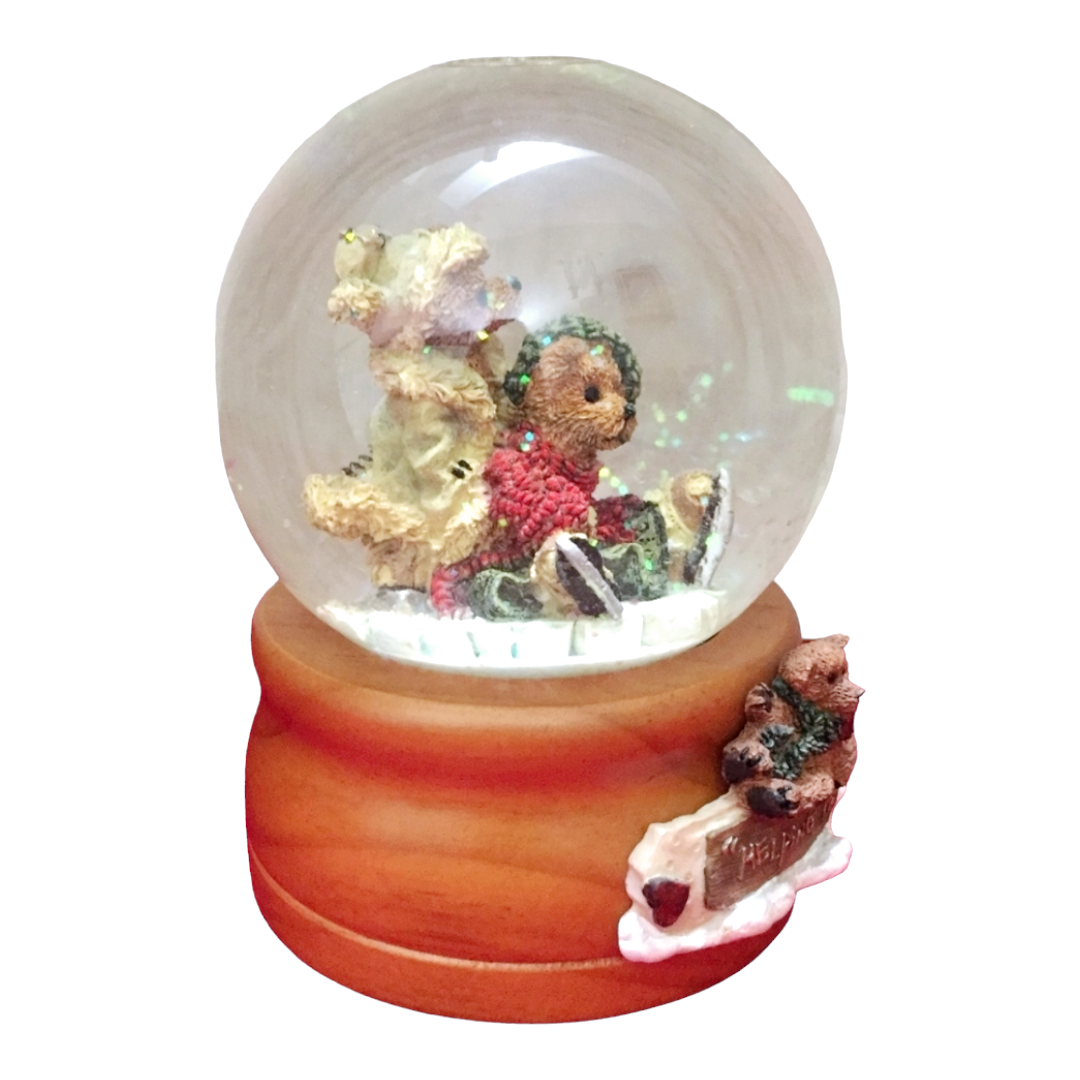 Boyds Musical Globe "Skaters Waltz" Simone & Bailey...Helping Hands