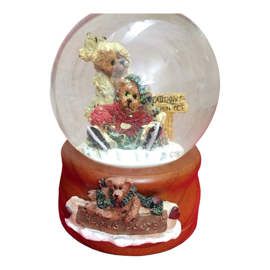 Boyds Musical Globe "Skaters Waltz" Simone & Bailey...Helping Hands