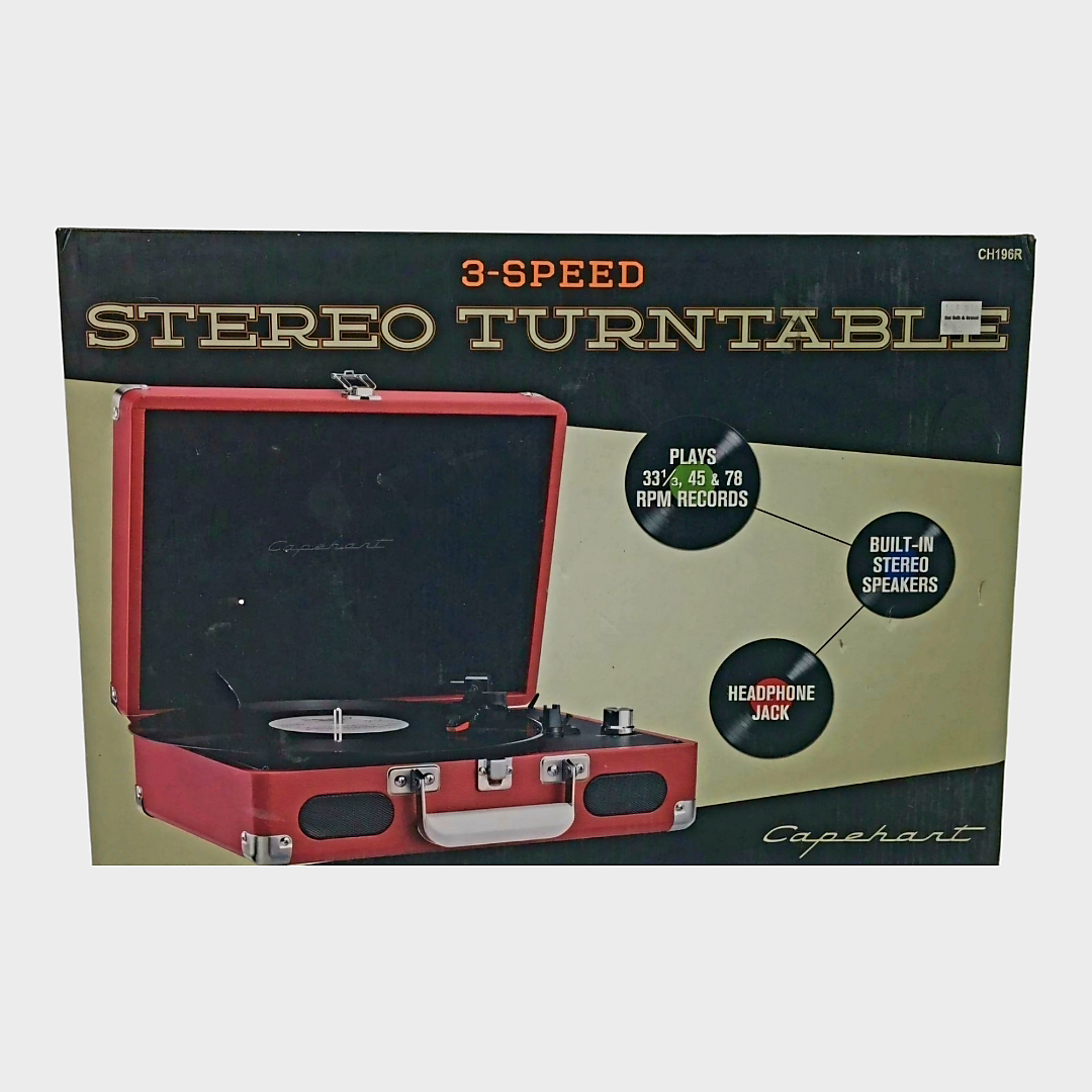 NIB *3-Speed Turntable: 33.3, 45 & 78 Records Speakers, Headphone Jacks