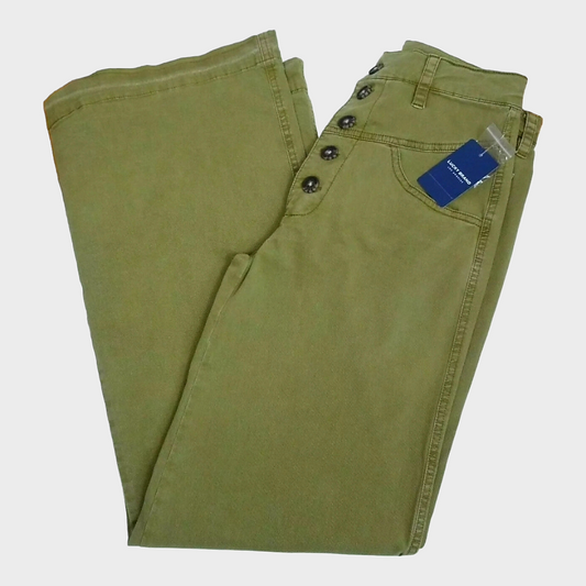 NWT *Lucky Brand Utility Jeans Pants Wide-Leg Button-Fly Olive Green (30)