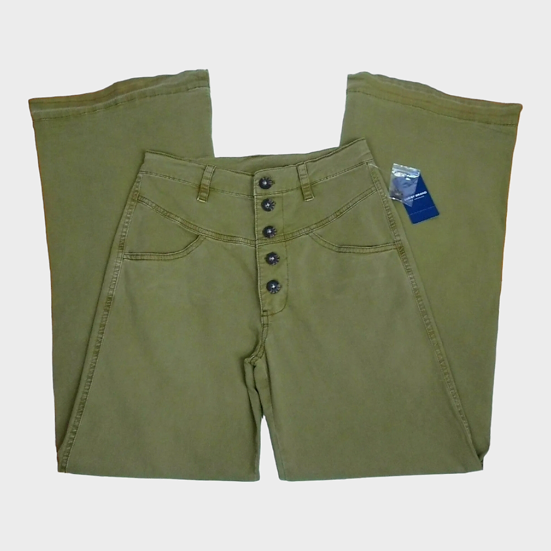 NWT *Lucky Brand Utility Jeans Pants Wide-Leg Button-Fly Olive Green (30)