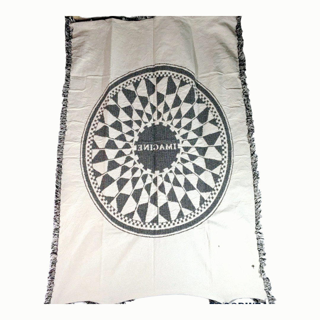 Black & White "Imagine" Cotten Jacquard Blanket Reversible (69"×49") NEW