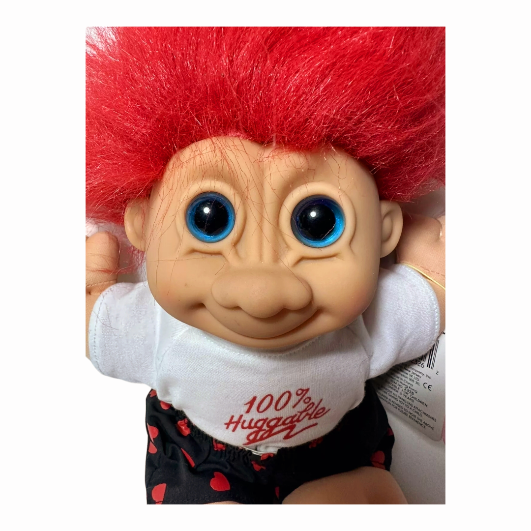 NWT *Russ Berrie Plush Troll  Doll (100% Huggable) Shirt 'Valentine' Soft Body 12" Vtg