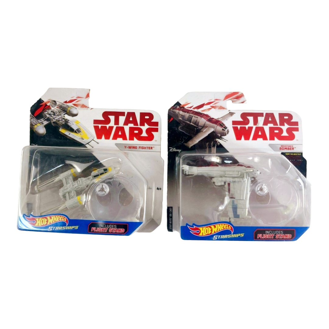 NIB *Star Wars / Hot Wheels (Y-Wing Fighter) & (Resistance Bomber) Stands