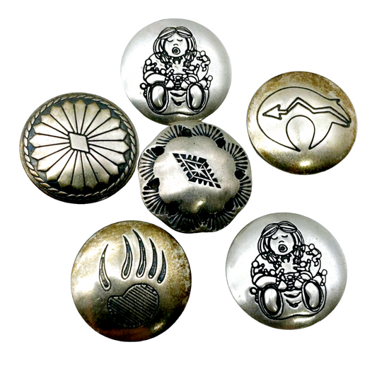 Six (6) *Silver Southwest Themed Button Covers