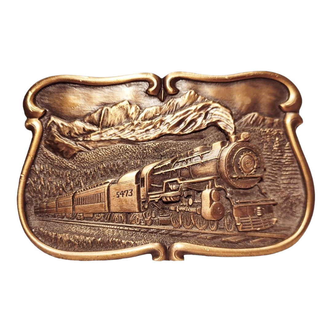 Vtg. *1984 Union Pacific Railroad Coach Brass Buckle Portland Rose 5473 Train