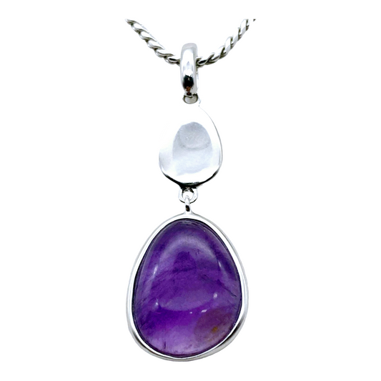 Stunning *Sterling Silver .925 & Amethyst Stone 20" Necklace (#CI925) Stamped