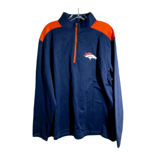 Men's Denver Broncos 1/4 Zip Long Sleeve NFL Pullover Jacket - Size 2XL