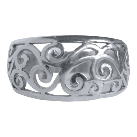 Gorgeous *Sterling Silver .925 Filigree Band Ring (Size 6.5) 3 grams