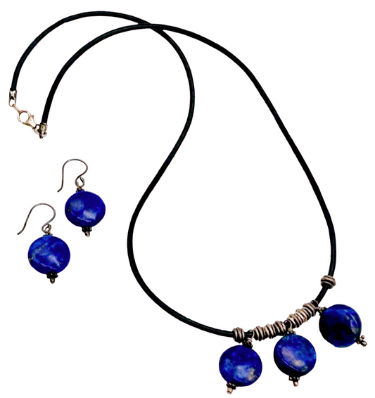 Nice *Lapis Lazuli Jewelry Set (Necklace & Matching Earrings)