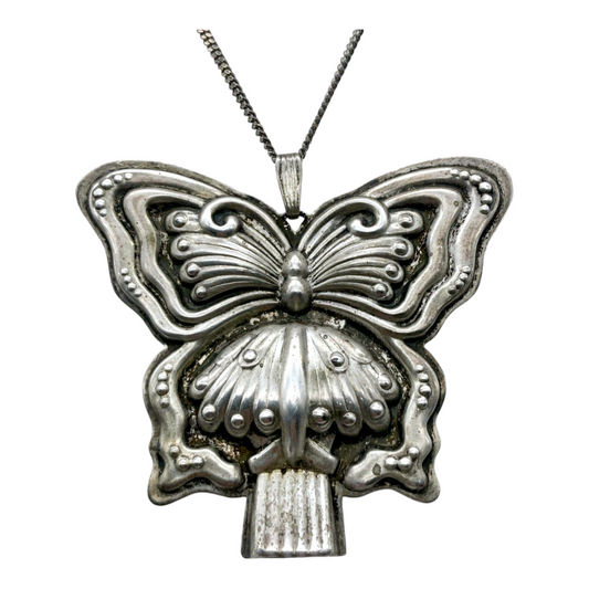 Vtg *Nouveau 2.5" Reed & Barton Sterling Silver .925 Butterfly Whistle Necklace