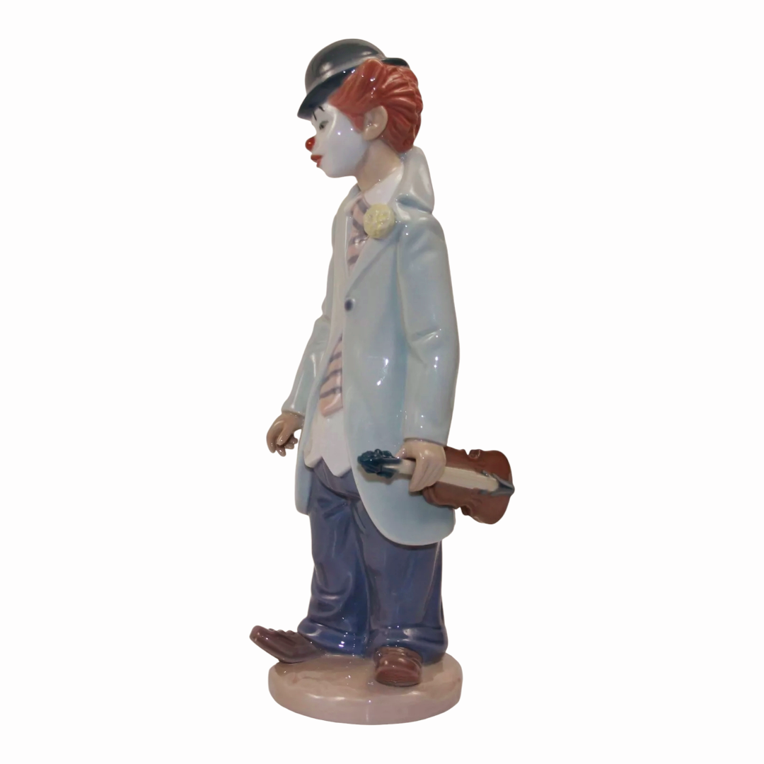 Lladro Figurine "Circus Sam" #5472 Vintage 1988 Porcelain Clown w/ Violin