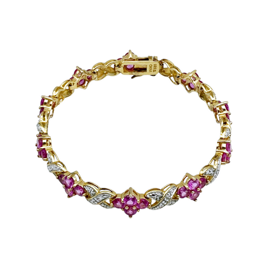 Stunning *Sterling Silver .925 & Pink Sapphire Tennis Bracelet
