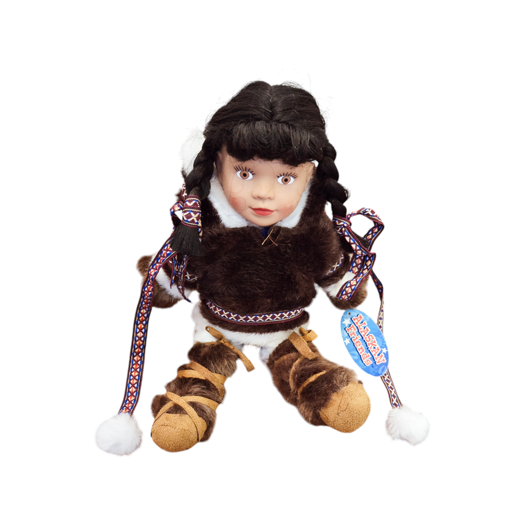 NWT *Alaskan Friends Traditional Alaskan Eskimo 13" Doll w/ Dark Fur Parka