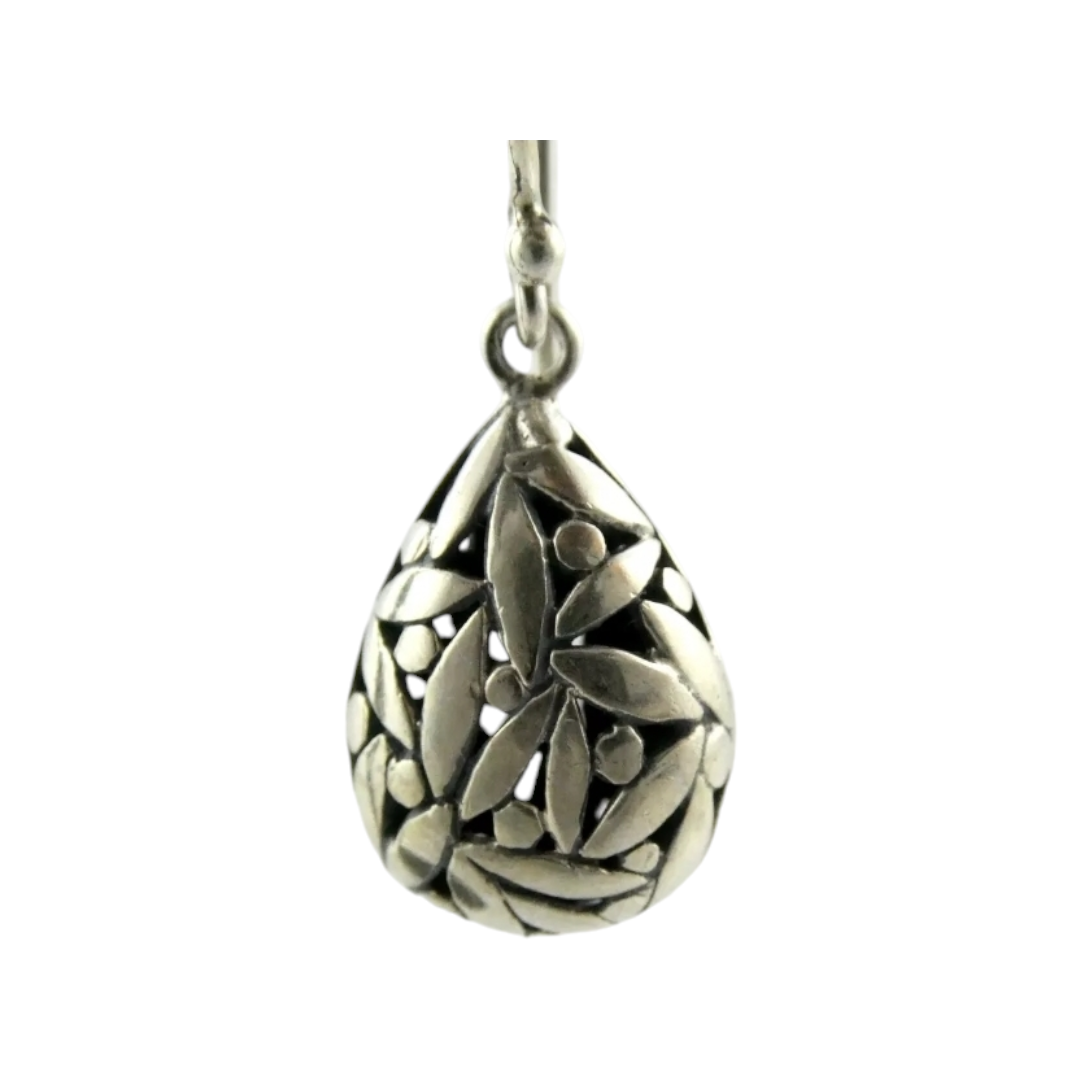 ATI Sterling Silver Openwork Design Teardrop Hook Earrings .925