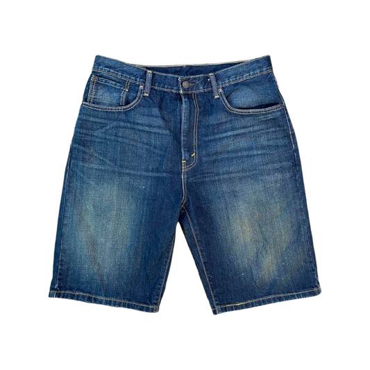 Men's Levi Strauss 569 Dark Blue Denim Shorts Vtg 2000 (sz 32) Loose Straight Fit