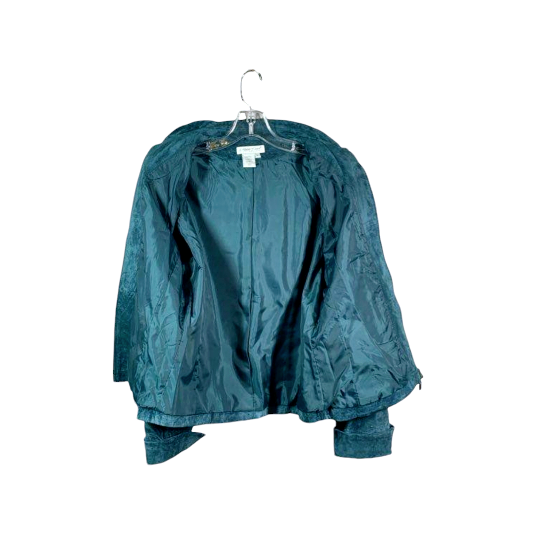 Beautiful *Coldwater Creek Aqua Blue Suede Jacket (sz L) Zips Closed #RN98516