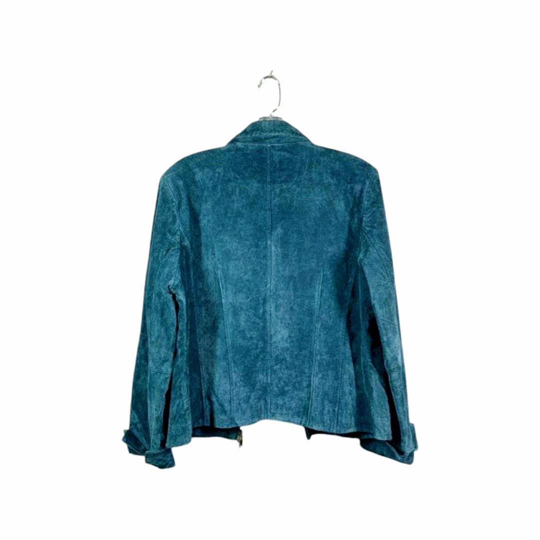 Beautiful *Coldwater Creek Aqua Blue Suede Jacket (sz L) Zips Closed #RN98516