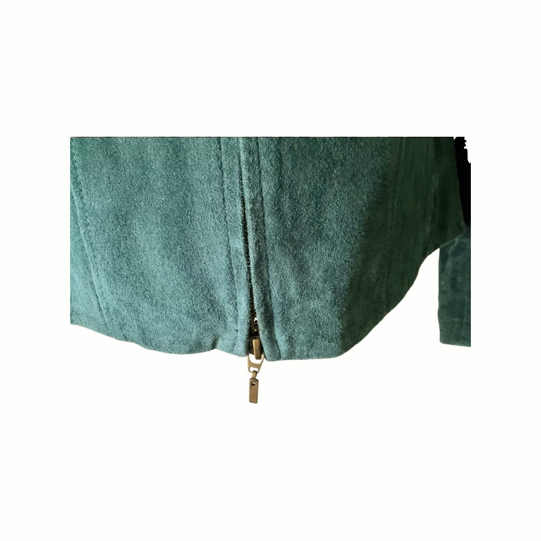 Beautiful *Coldwater Creek Aqua Blue Suede Jacket (sz L) Zips Closed #RN98516