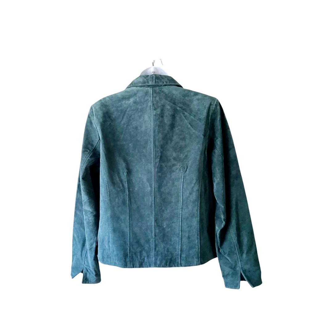 Beautiful *Coldwater Creek Aqua Blue Suede Jacket (sz L) Zips Closed #RN98516