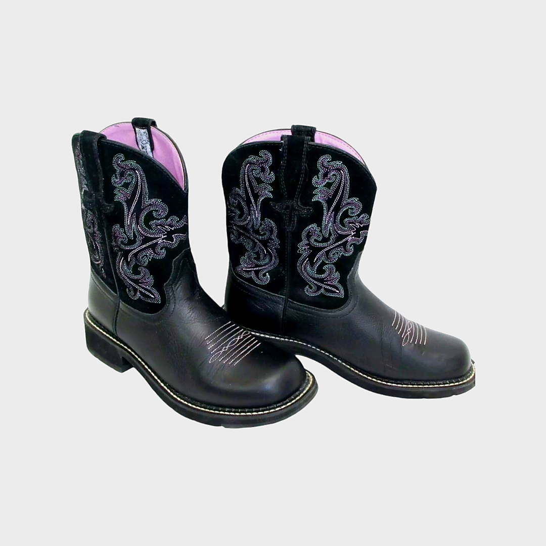 Ariat *Fatbaby II Women's Black/Pink Western Cowgirl Boots (sz 7.5)