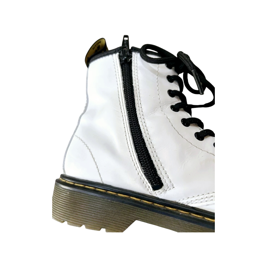 Doc Dr. Martens *1460 Soft 8-Eye White Leather Side-Zip Women's Boot (4M)