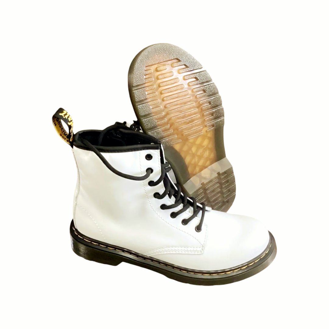 Doc Dr. Martens *1460 Soft 8-Eye White Leather Side-Zip Women's Boot (4M)