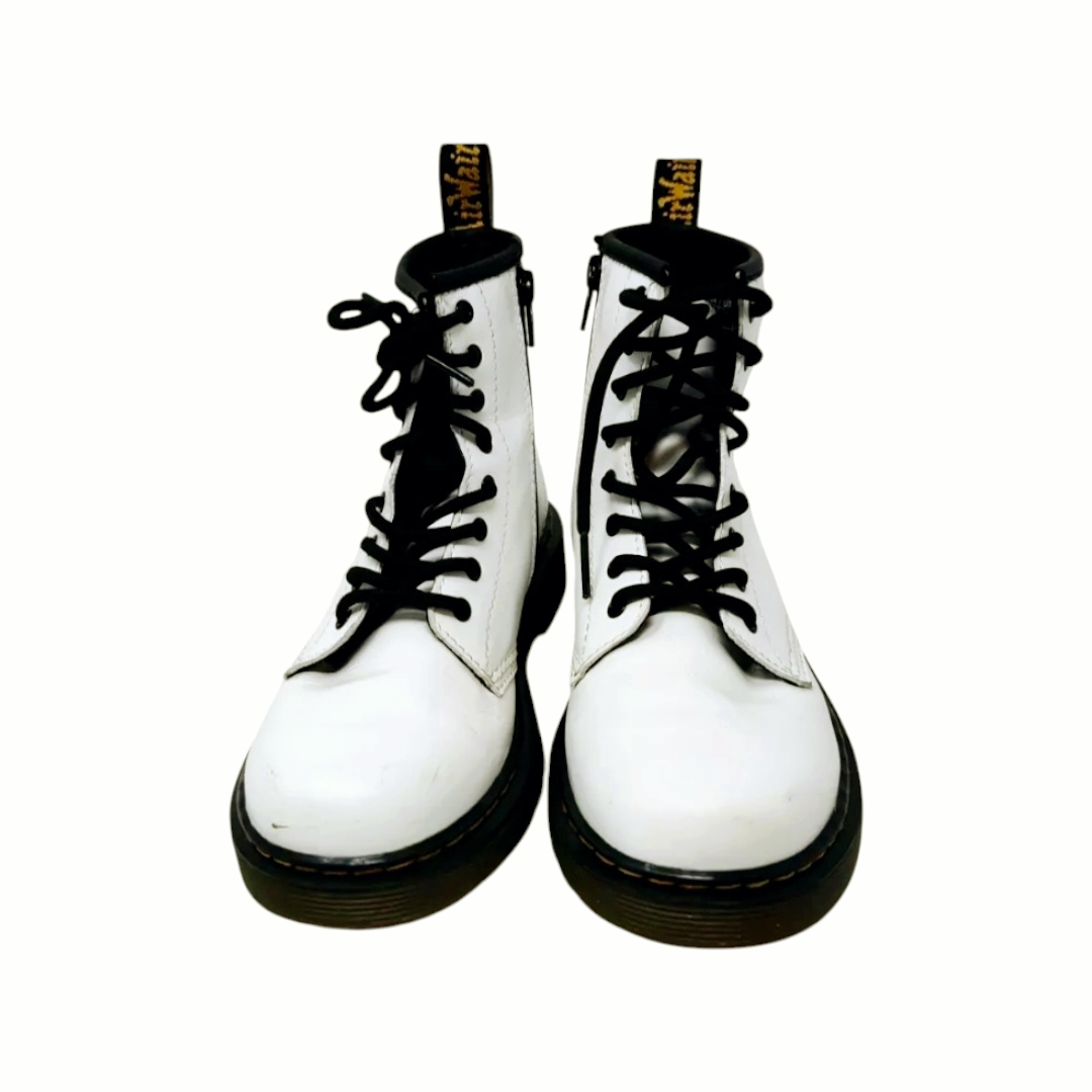 Doc Dr. Martens *1460 Soft 8-Eye White Leather Side-Zip Women's Boot (4M)