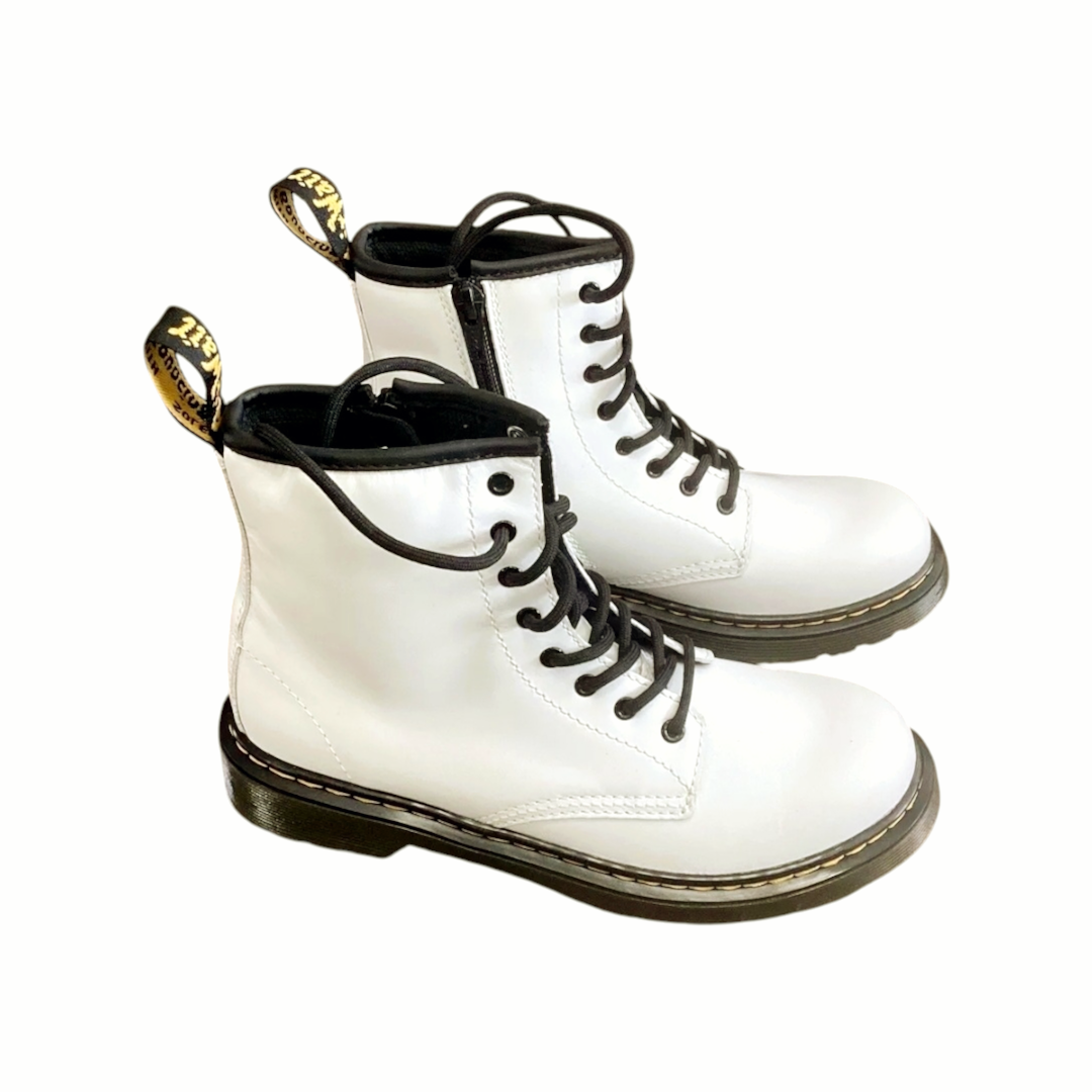 Doc Dr. Martens *1460 Soft 8-Eye White Leather Side-Zip Women's Boot (4M)