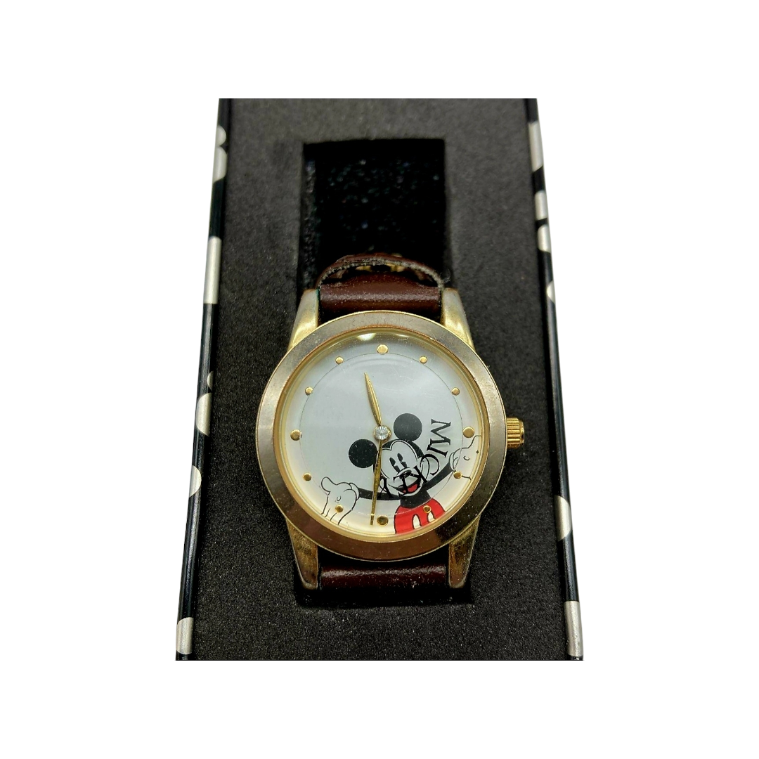 Disney Mickey Mouse 27mm Watch w/ Brown Leather Wrist Band #MCK373