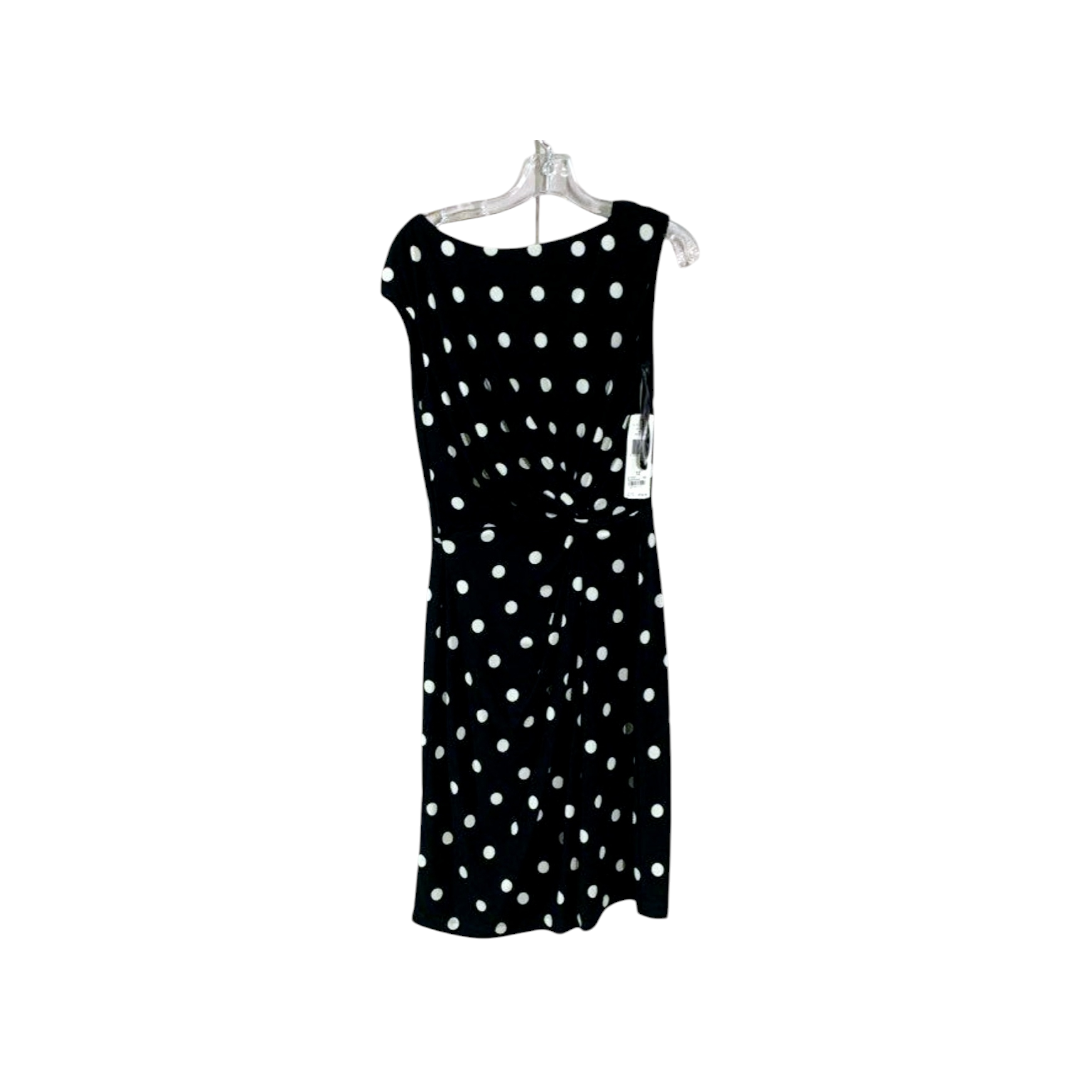 NWT *Ralph Lauren Polka-Dot Jersey Sleeveless Black/White Dress Boat Neck A-Line (12)