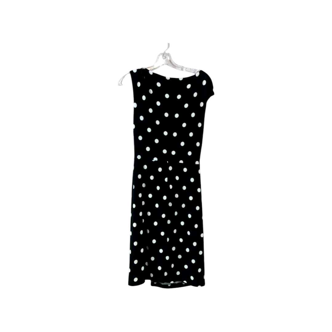 NWT *Ralph Lauren Polka-Dot Jersey Sleeveless Black/White Dress Boat Neck A-Line (12)