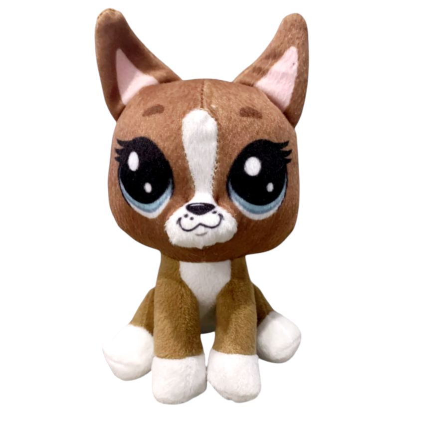 Two (2) Littlest Pet Shop Plushies: Brown Dog "Roxie McTerrior" & Sassiest Penquin